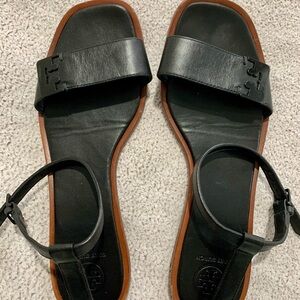 Tory Burch Gabrielle Black Leather Ankle Strap Sandals Sz 7.5